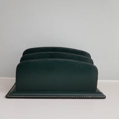 Mid-Century Modern Stitched Leather Desk Set Attributed to Jacques Adnet