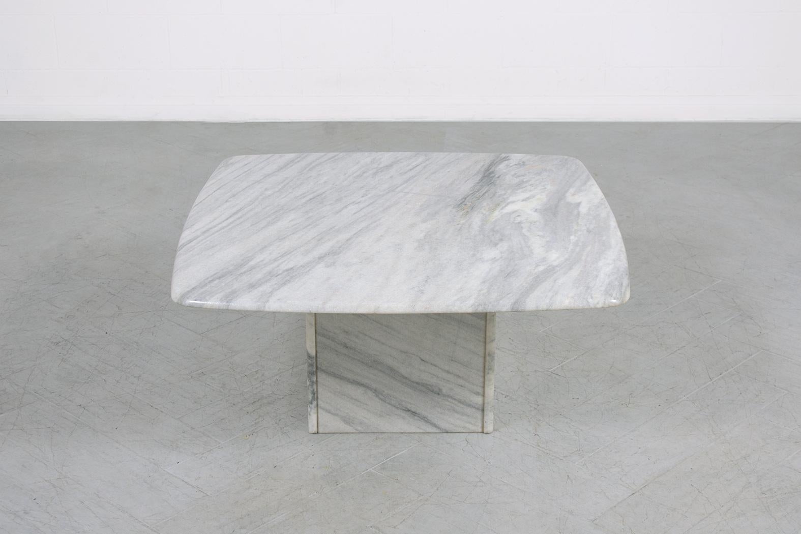 Hand-Crafted Vintage 1980s Mid-Century Modern Marble Coffee Table For Sale