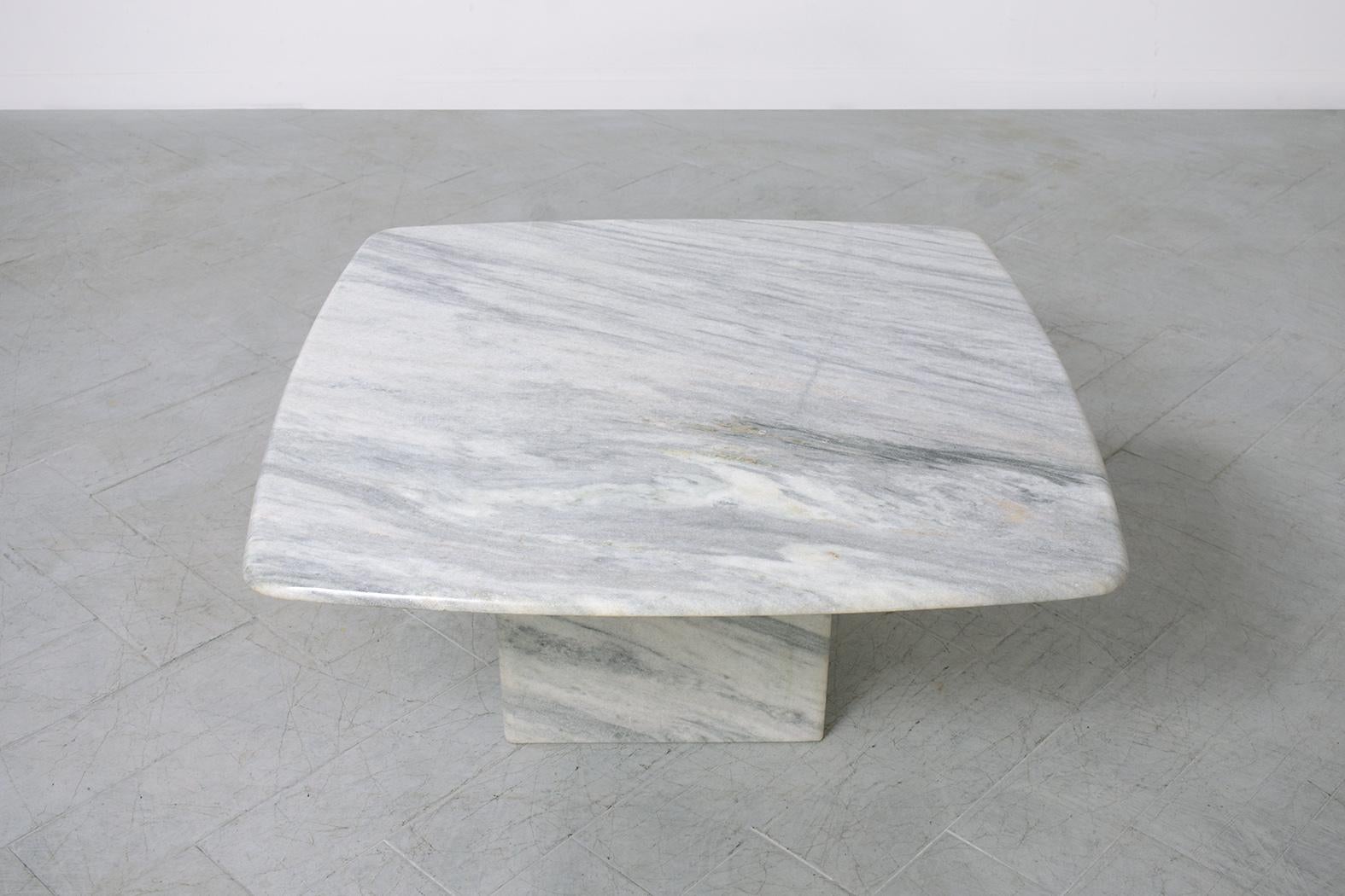 Vintage 1980s Mid-Century Modern Marble Coffee Table In Good Condition For Sale In Los Angeles, CA