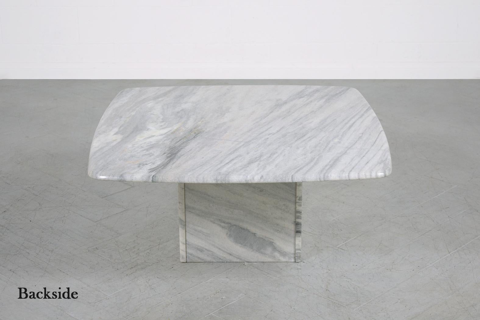 Late 20th Century Vintage 1980s Mid-Century Modern Marble Coffee Table For Sale