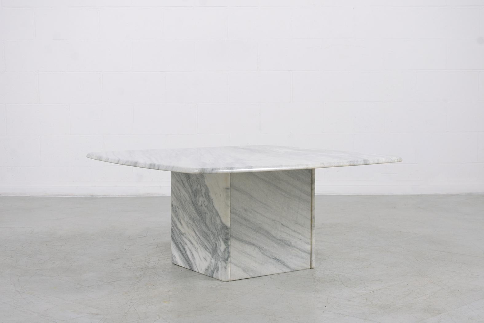 Vintage 1980s Mid-Century Modern Marble Coffee Table For Sale 1