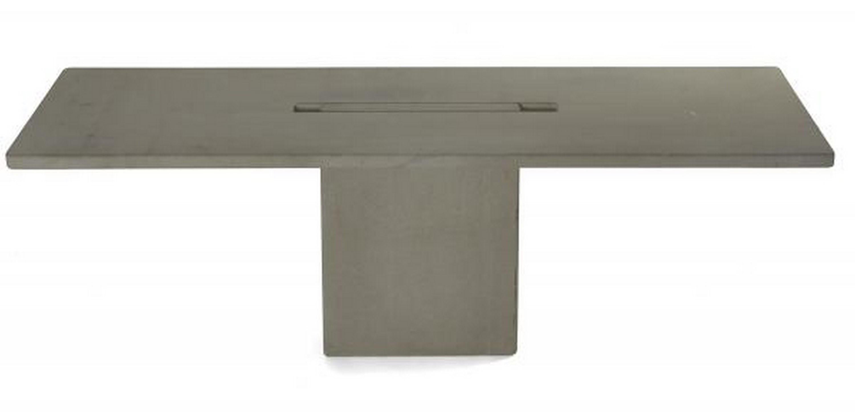 Stone console designed by Angelo Mangiarotti and produced by Skipper. Although often found in marble ,these consoles, Model Eros are less usually produced in stone. The stone gives them a more tranquil quality, less showy than the shiny marble. This