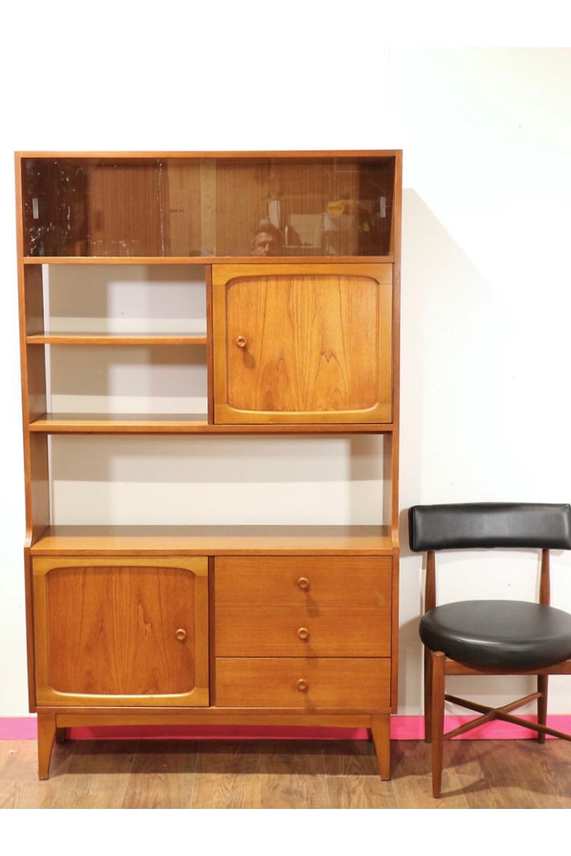 20th Century Mid Century Modern Stonehill Stateroom Teak Room Divider Display Drinks Bookcase