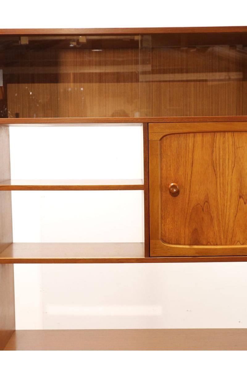 Wood Mid Century Modern Stonehill Stateroom Teak Room Divider Display Drinks Bookcase