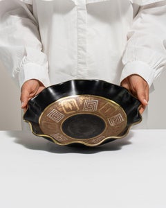 Mid-Century Modern Stoneware Bowl, West German Pottery, Black & Gold