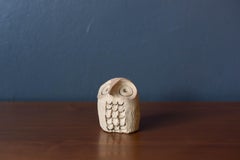 Mid Century Modern Steingut Sgraffito Keramik Eule Skulptur