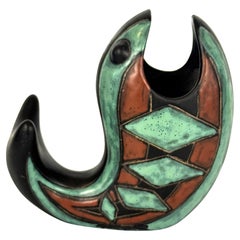 Mid-Century Modern Stoneware Vase Fish by Michael Andersen 
Son, Denmark