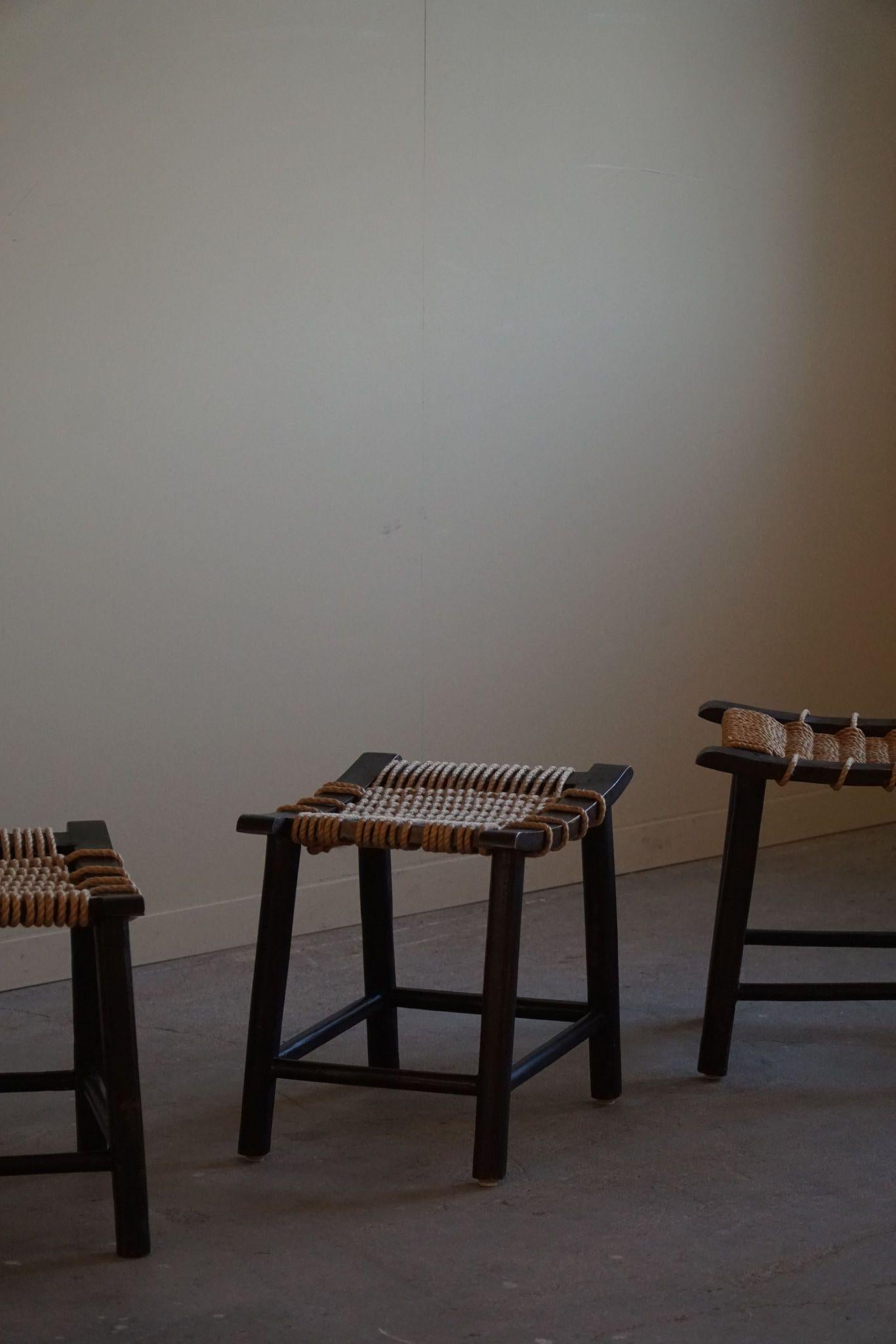 Moderner Hocker aus der Mitte des Jahrhunderts, Holz und Seil, von Anne Lise Aas, Norwegen, 1960er Jahre im Zustand „Gut“ im Angebot in Odense, DK