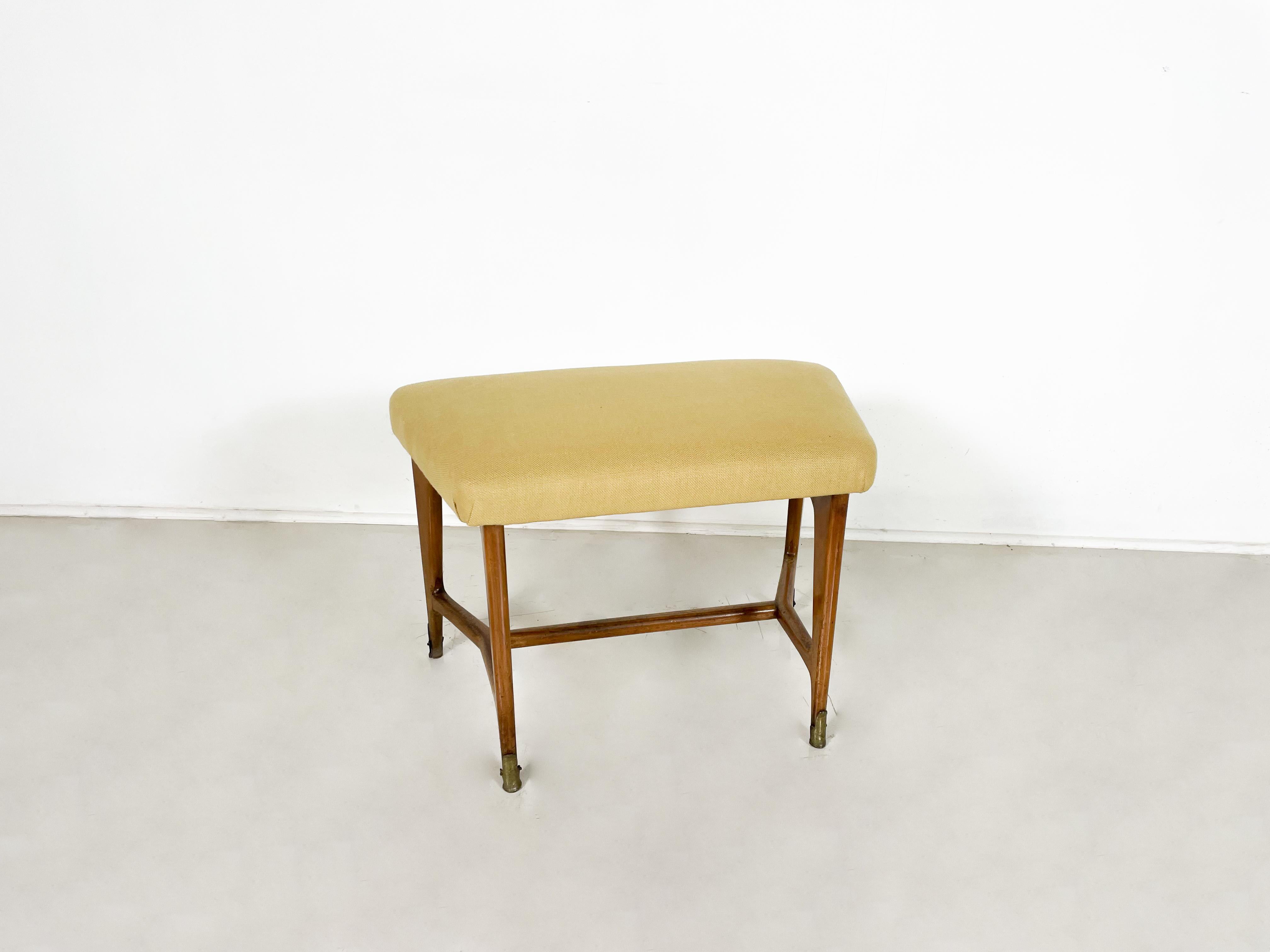 Fabric Mid-Century Modern Stool, Italy, 1960s For Sale