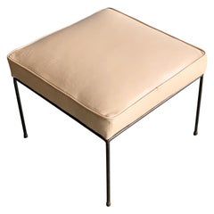 Mid-Century Modern Stool or Ottoman by Paul McCobb in Leather and Iron