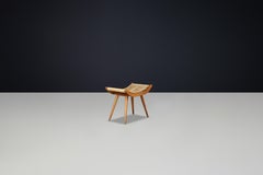 Mid-Century Modern Stool with Woven Rope Seat, Czechoslovakia, 1960s