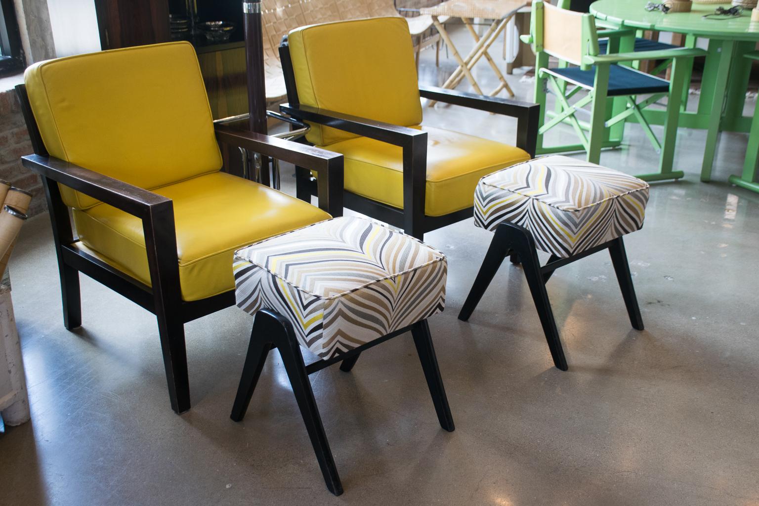 Upholstery Mid-Century Modern Stools or Ottomans, Italy, 1950s, Pair