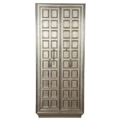 Mid-Century Modern Storage Cabinet (36"), White Bronze Armoire