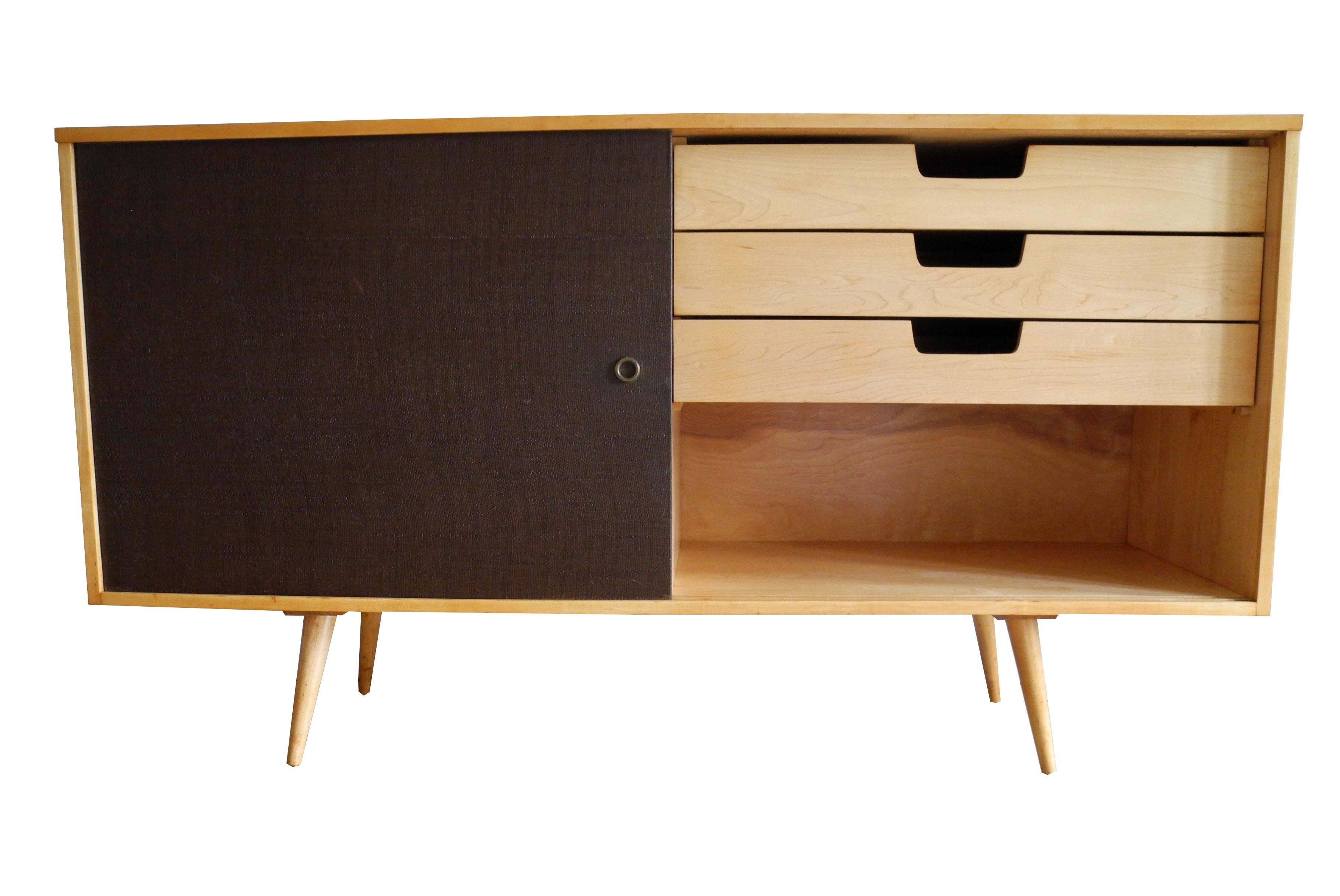 Mid-Century Modern Storage Sideboard in Maple with Brown Doors by Paul McCobb For Sale 10
