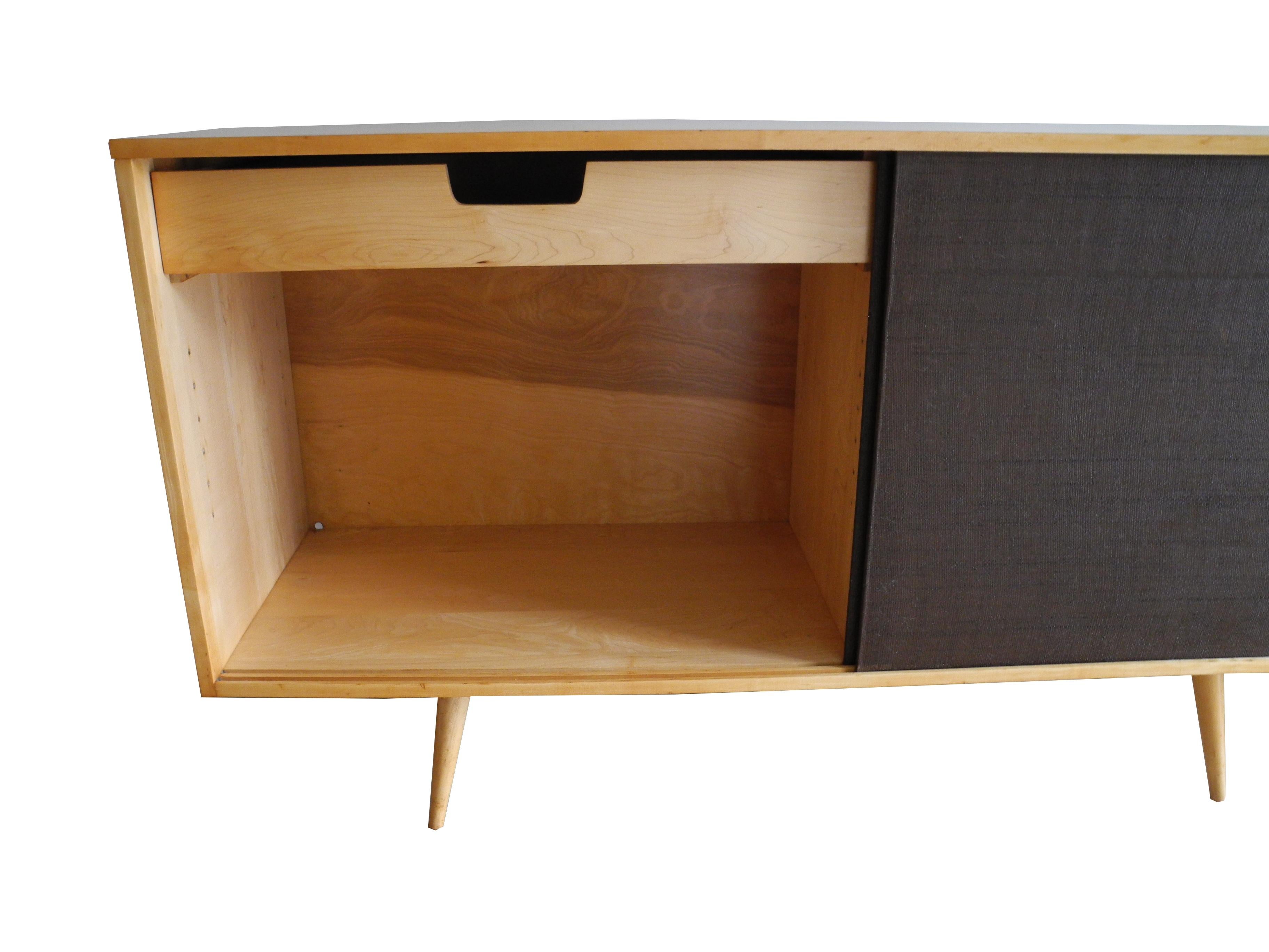 Mid-Century Modern Storage Sideboard in Maple with Brown Doors by Paul McCobb For Sale 12