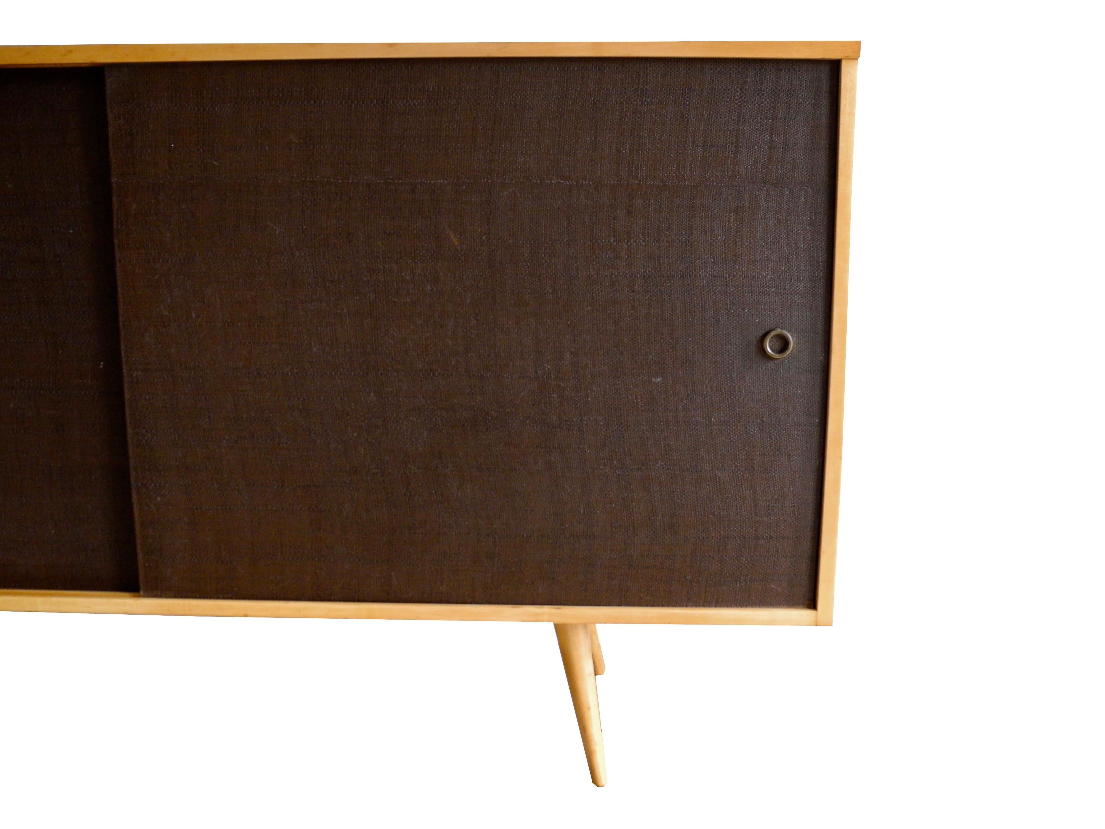 20th Century Mid-Century Modern Storage Sideboard in Maple with Brown Doors by Paul McCobb For Sale