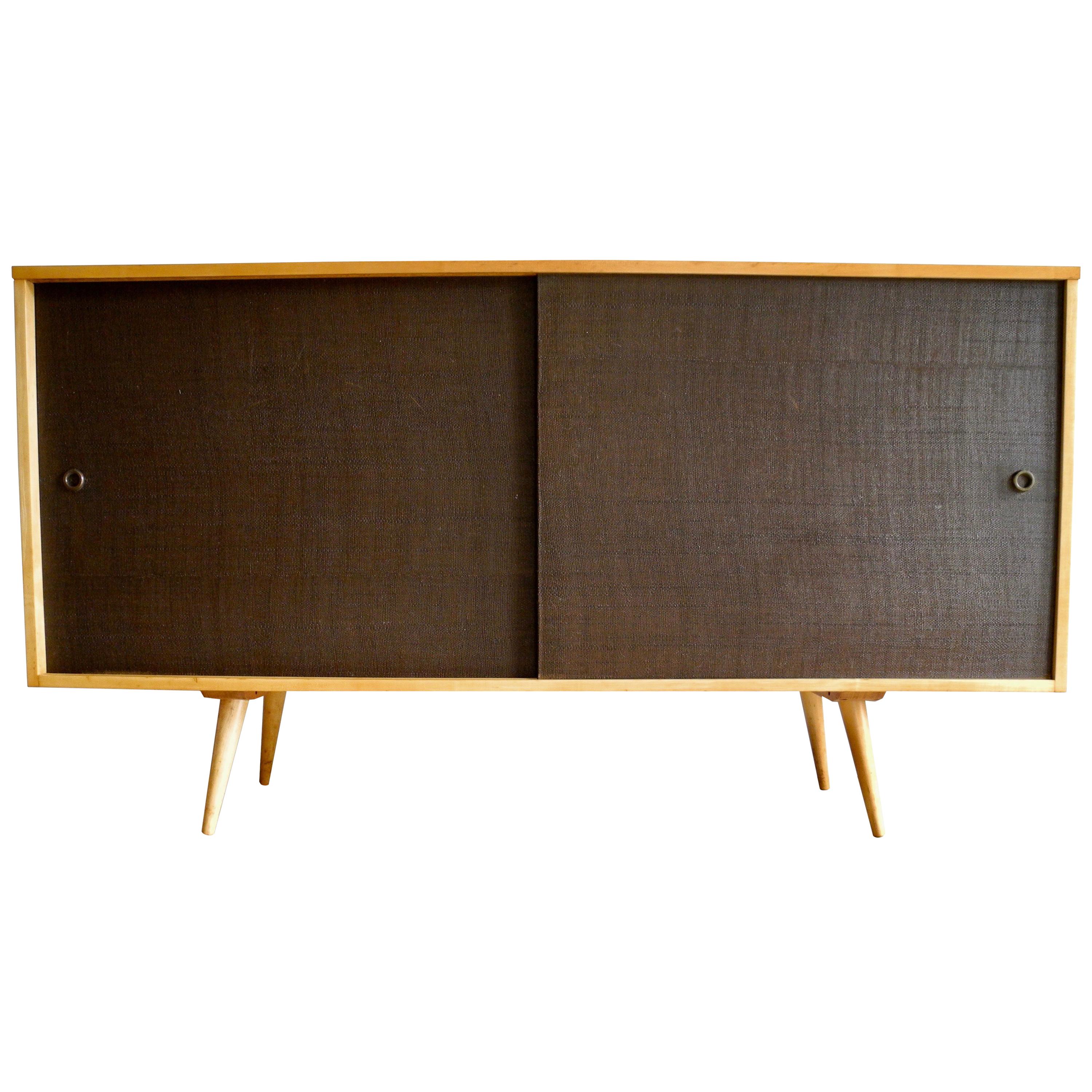 Mid-Century Modern Storage Sideboard in Maple with Brown Doors by Paul McCobb For Sale