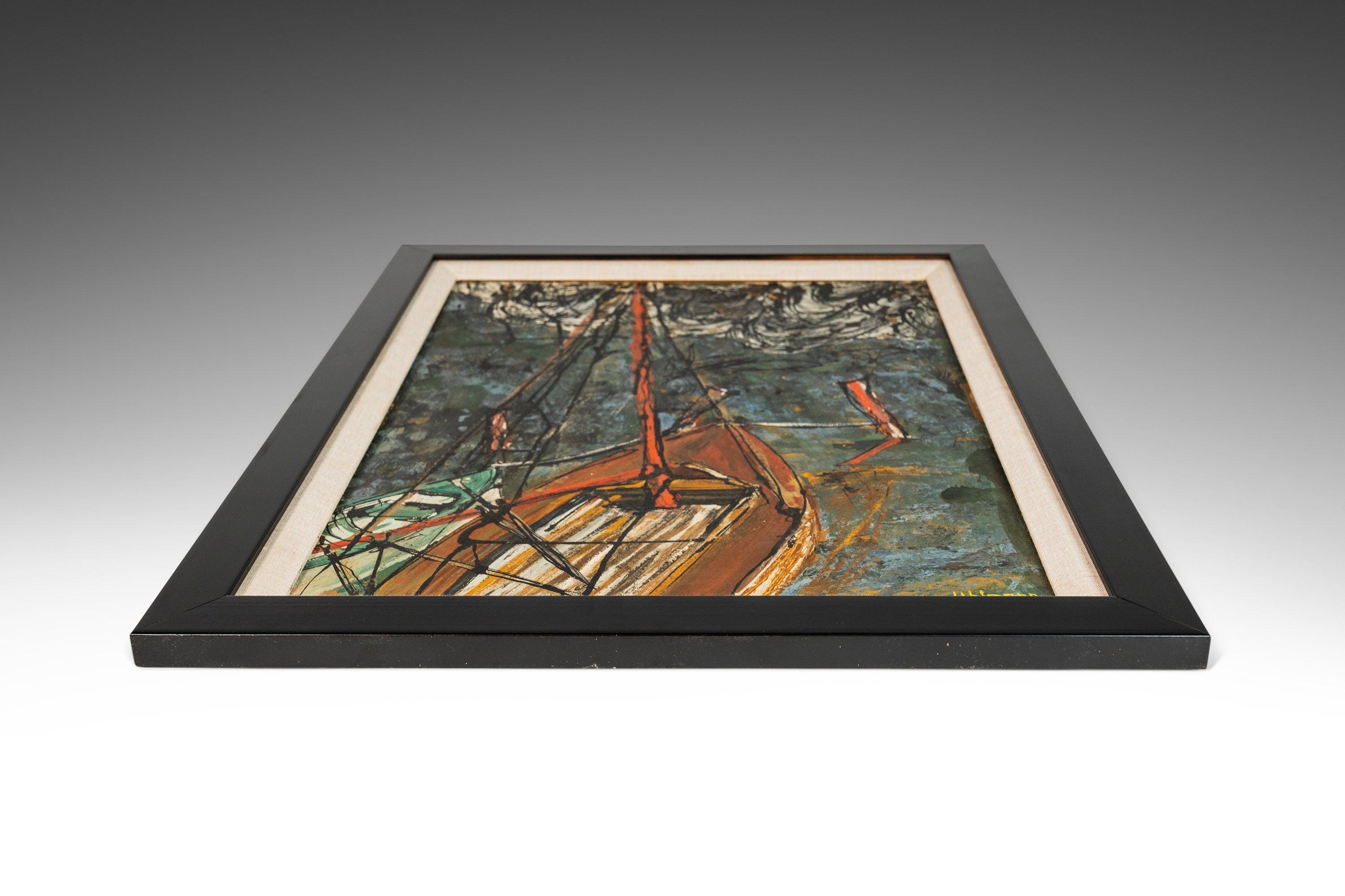 Mid-Century Modern 'Storm Incoming' Oil Painting by Ulhmann, Germany, C. 1960s For Sale 1