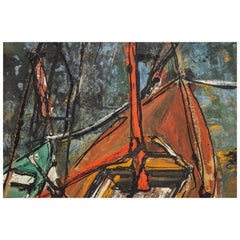 Mid-Century Modern 'Storm Incoming' Oil Painting by Ulhmann, Germany, C. 1960s