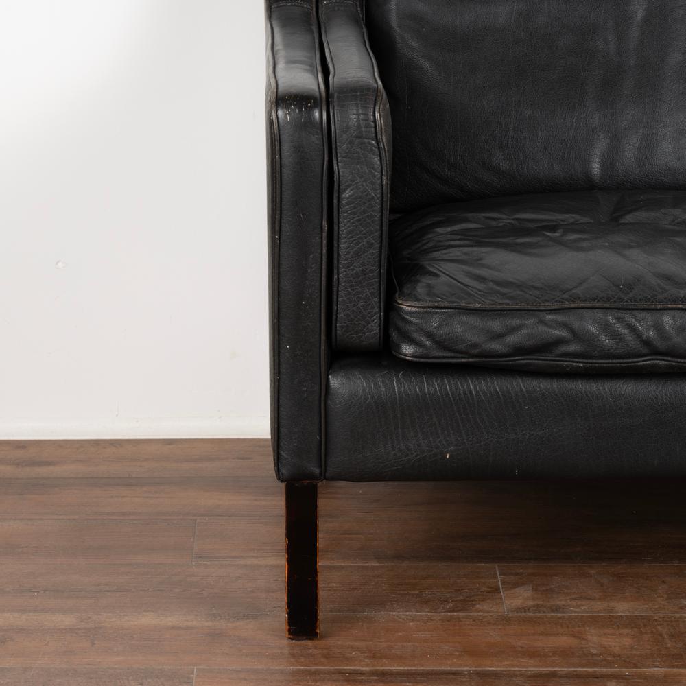 Mid-Century Modern Stouby Vintage Black Leather Three Seat Sofa, Denmark 1960s 5