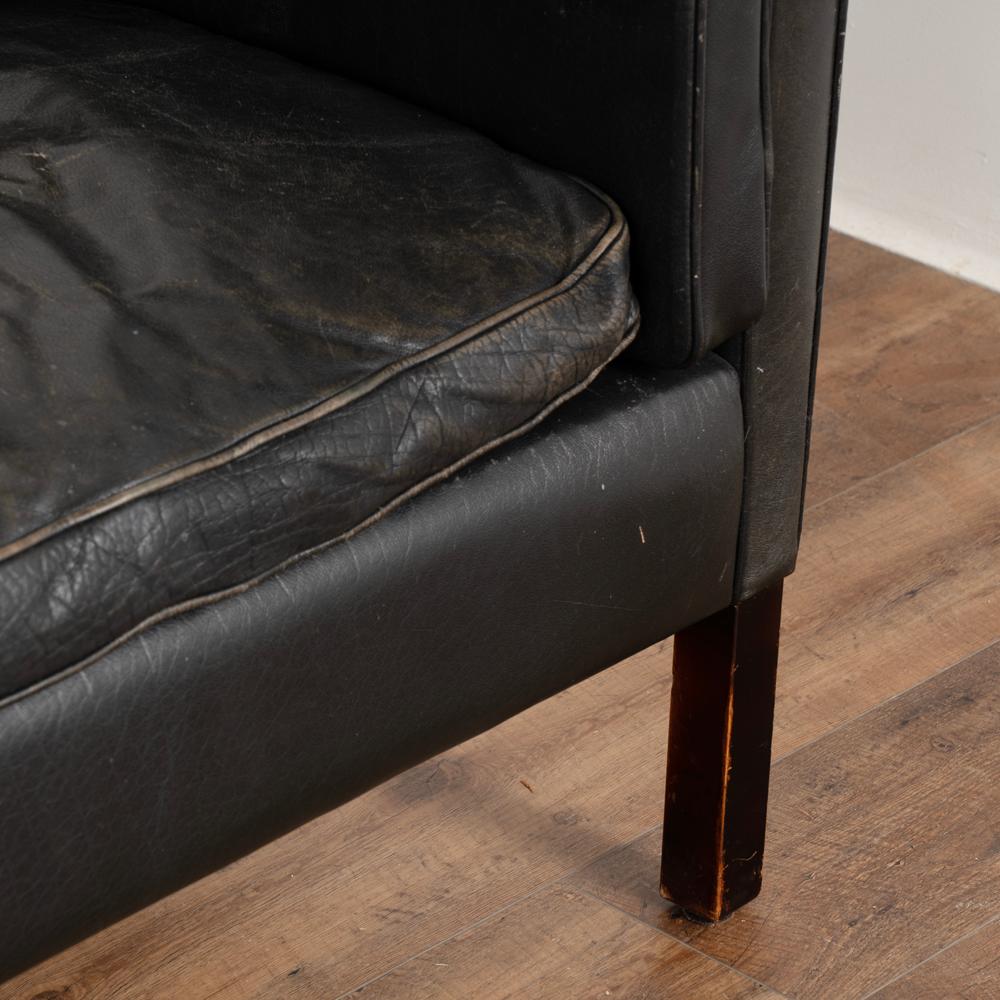 Mid-Century Modern Stouby Vintage Black Leather Three Seat Sofa, Denmark 1960s 6