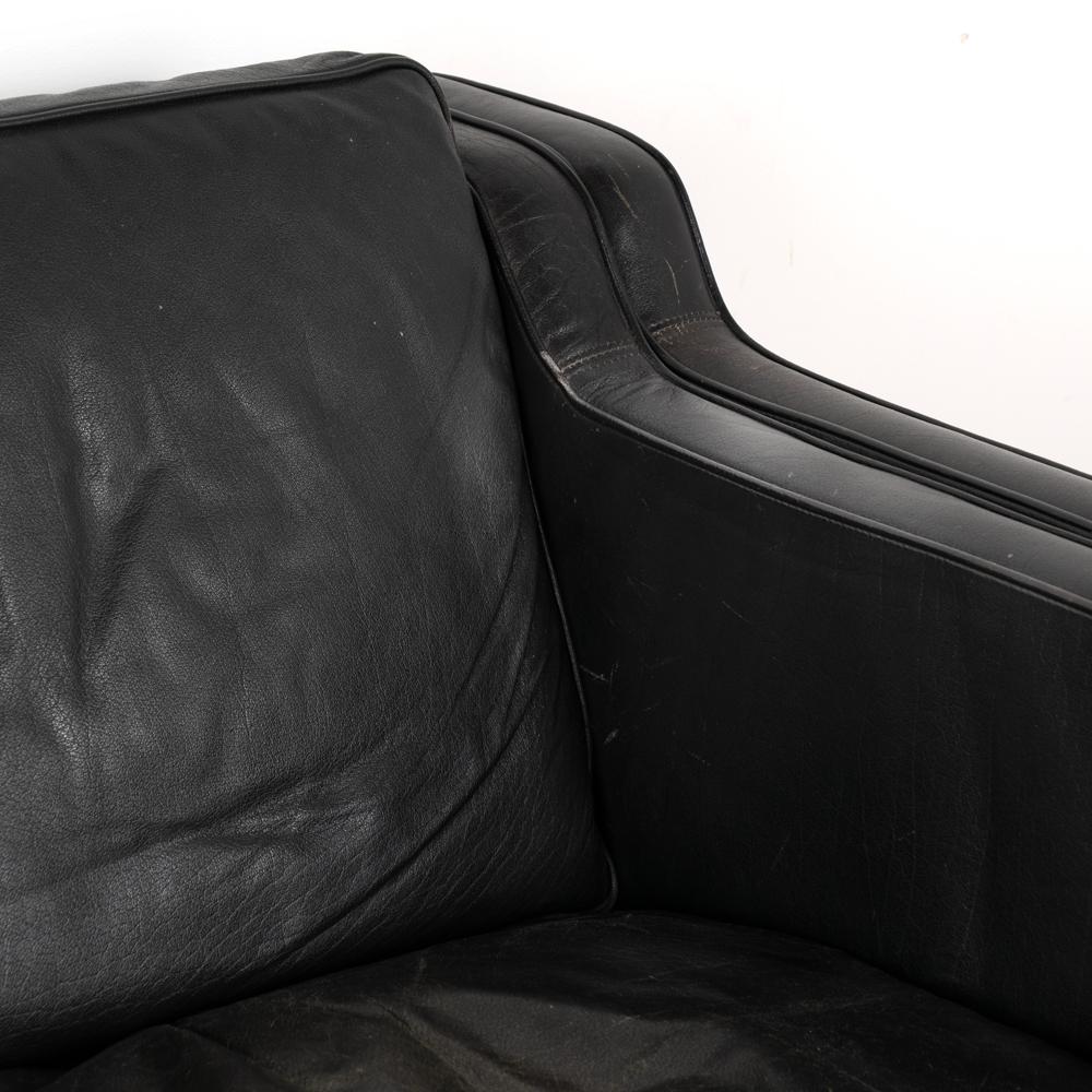 Mid-Century Modern Stouby Vintage Black Leather Three Seat Sofa, Denmark 1960s 3
