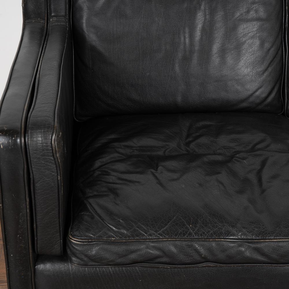 Mid-Century Modern Stouby Vintage Black Leather Three Seat Sofa, Denmark 1960s 4