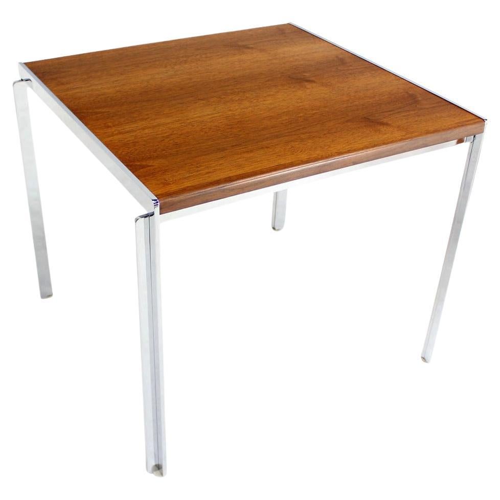 Mid-Century Modern Stow Davis Walnut and Chrome 24"H Side Coffee End Table MINT! For Sale