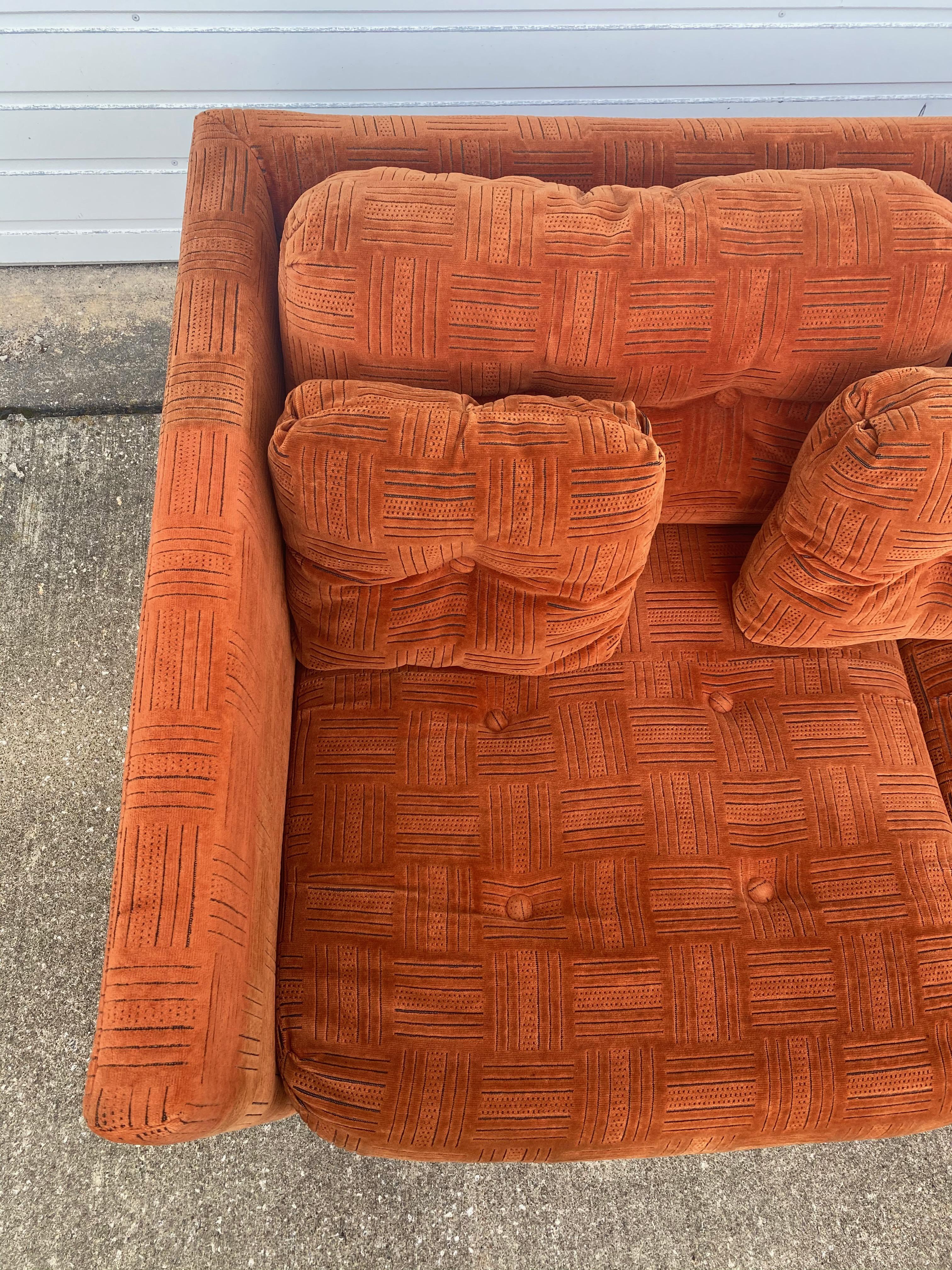 Velvet Mid-Century Modern Stratford Tuxedo Loveseat Sofa