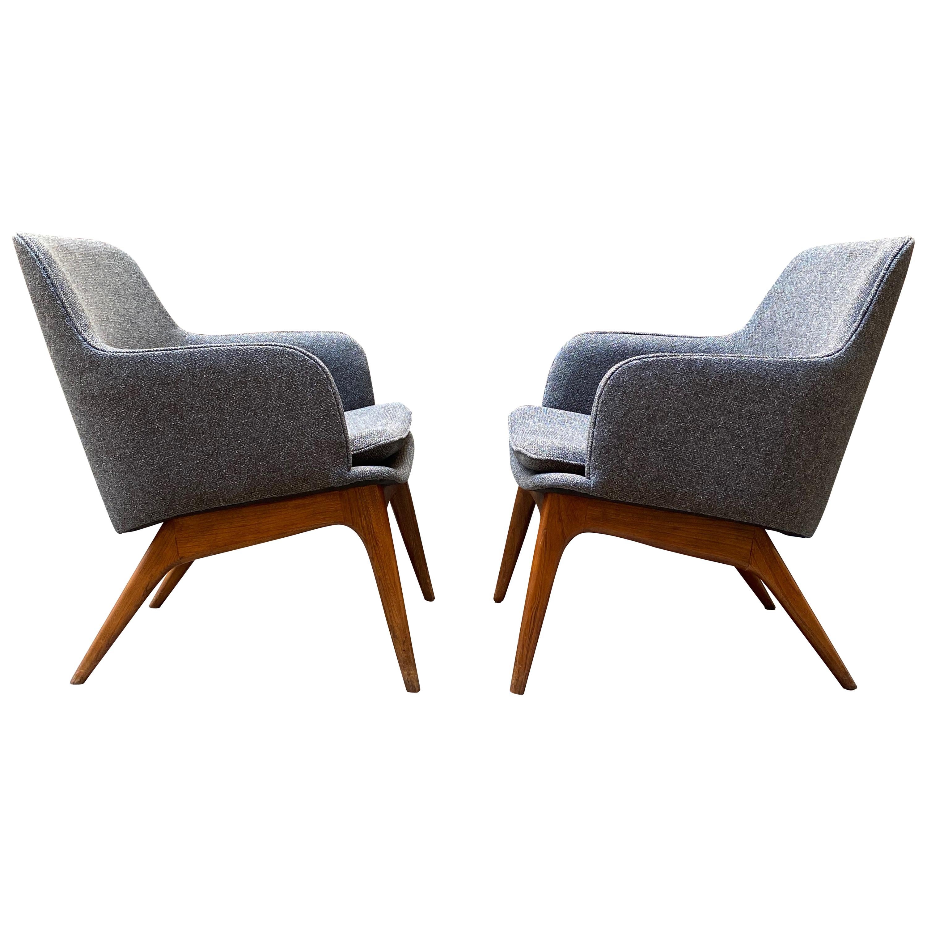 Mid-Century Modern Streamlined Bucket Chairs For Sale