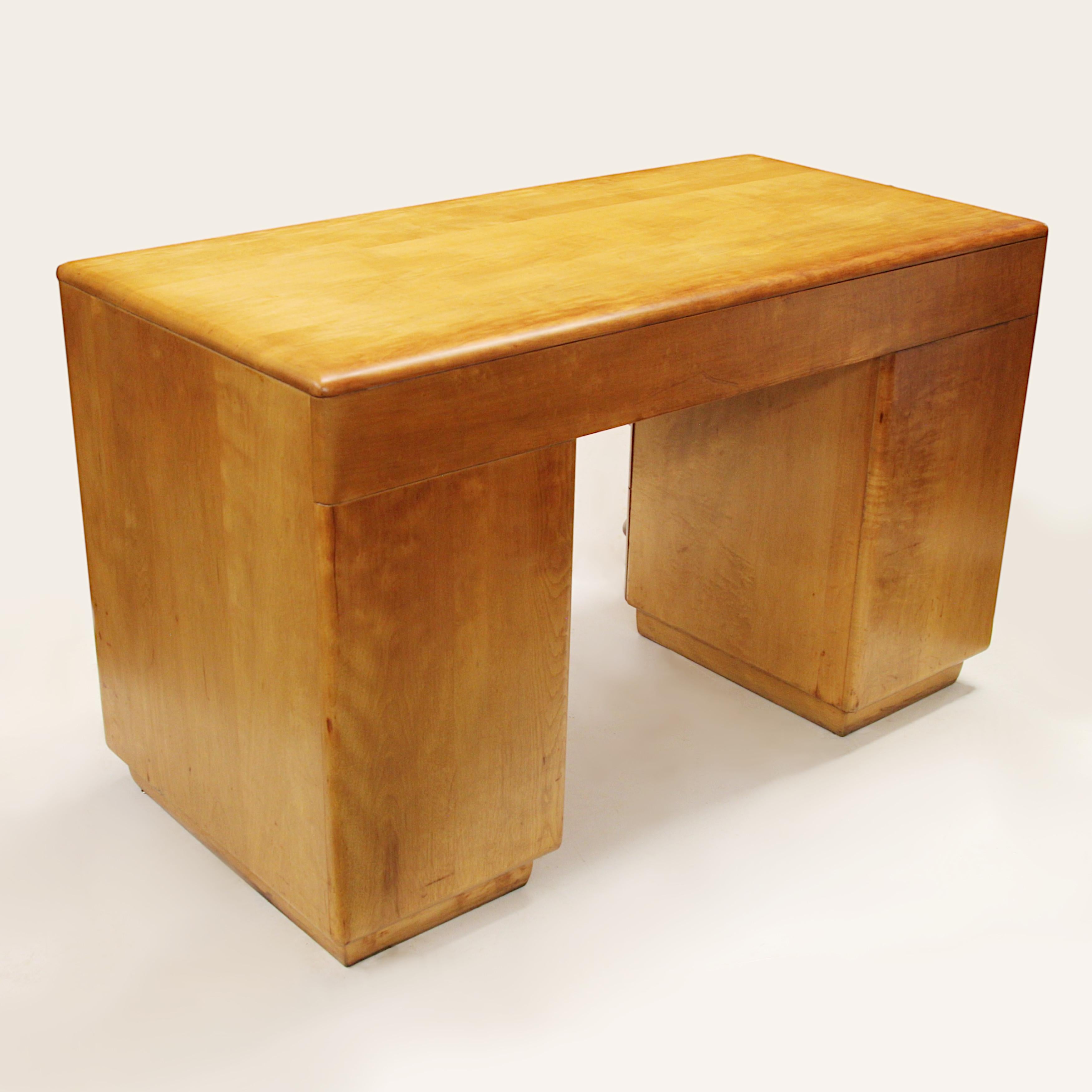 Maple Mid-Century Modern Streamlined Kneehole Desk by Count Alexis de Sakhnoffsky