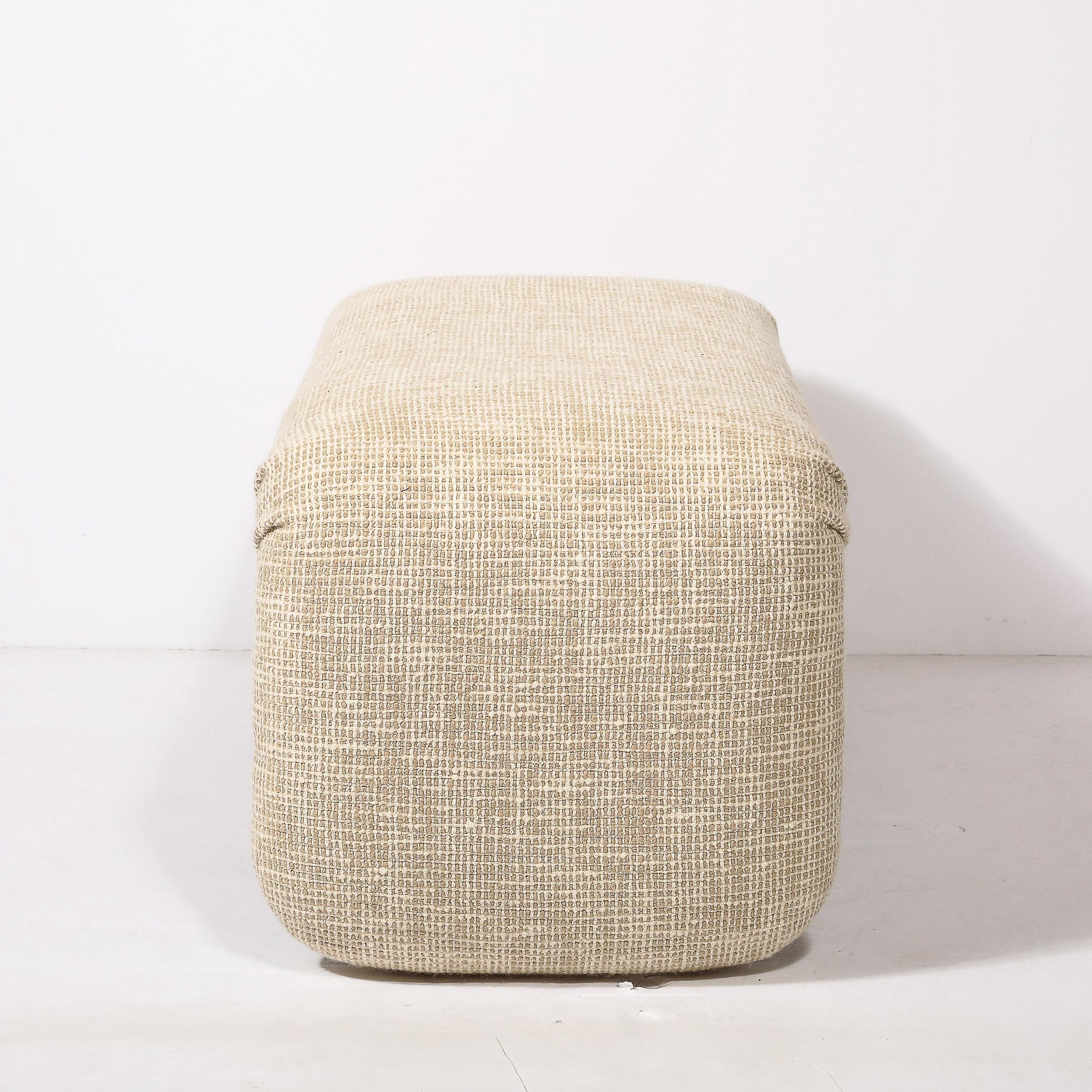 Fabric Mid-Century Modern Streamlined Waterfall Bench in Chrome & Holly Hunt Upholstery