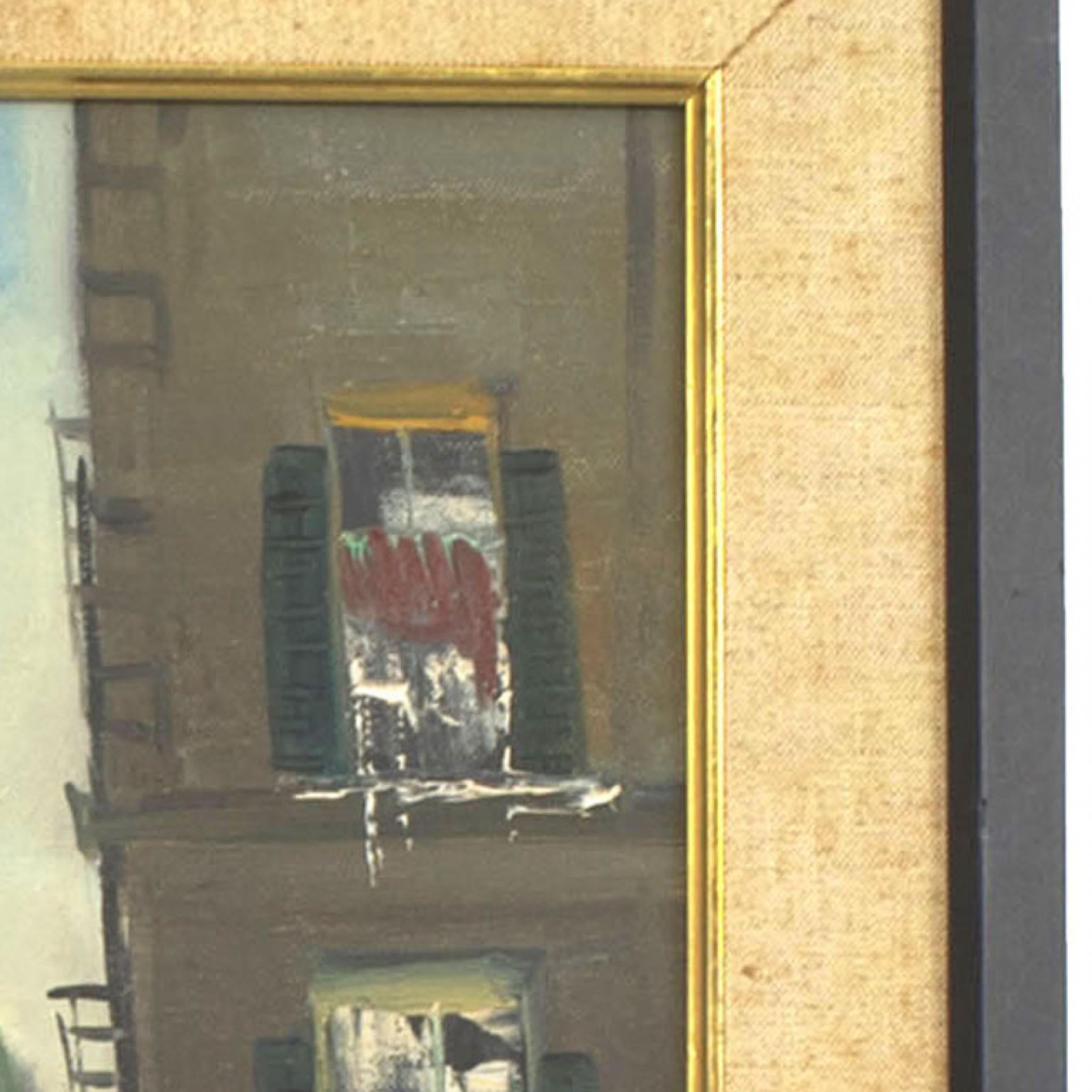 Unknown Mid-Century Modern Street Scene Painting For Sale