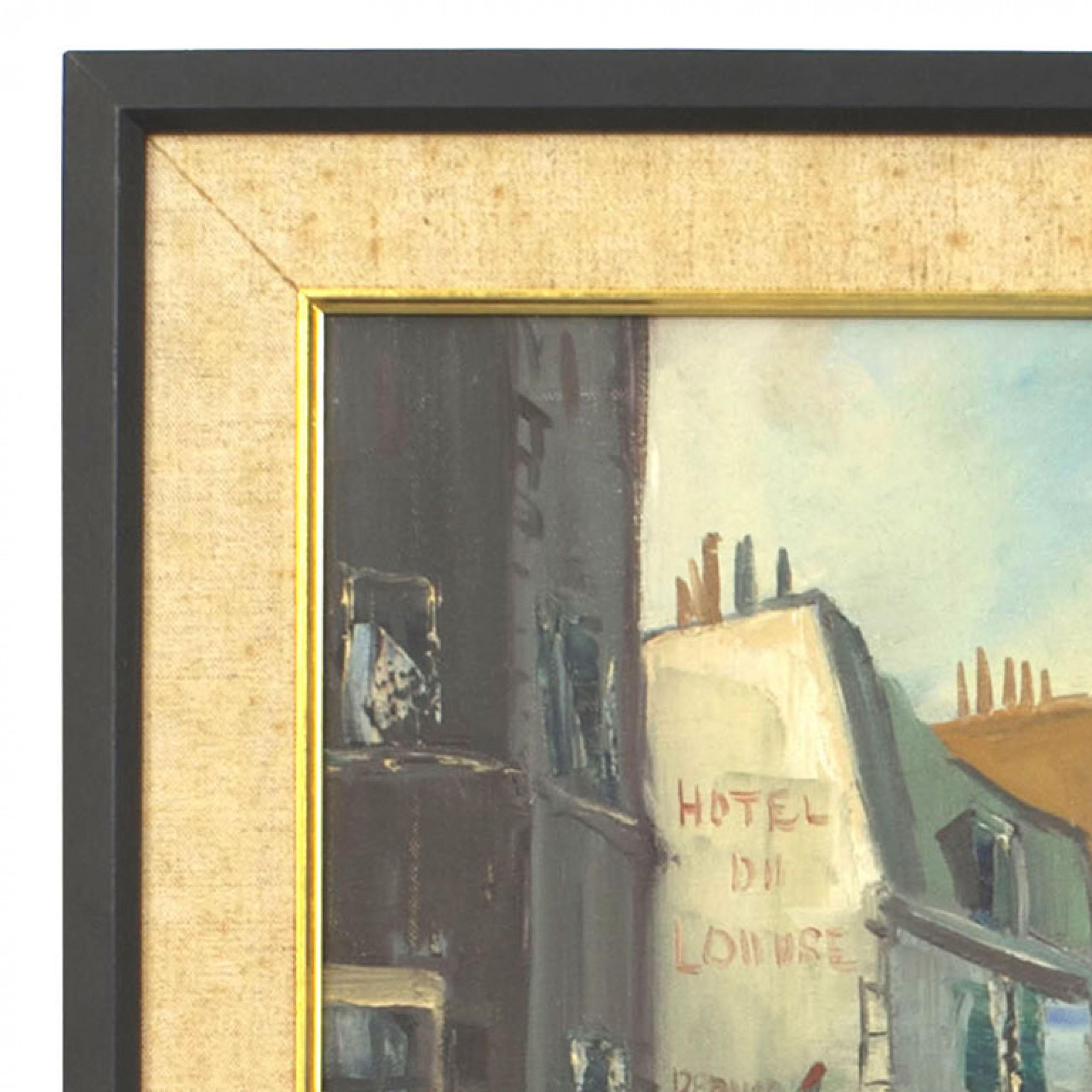 Mid-Century Modern Street Scene Painting In Good Condition For Sale In Queens, NY