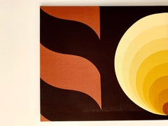 Moderne Stretched Abstract Sun Textilkunst aus der Mitte des Jahrhunderts
