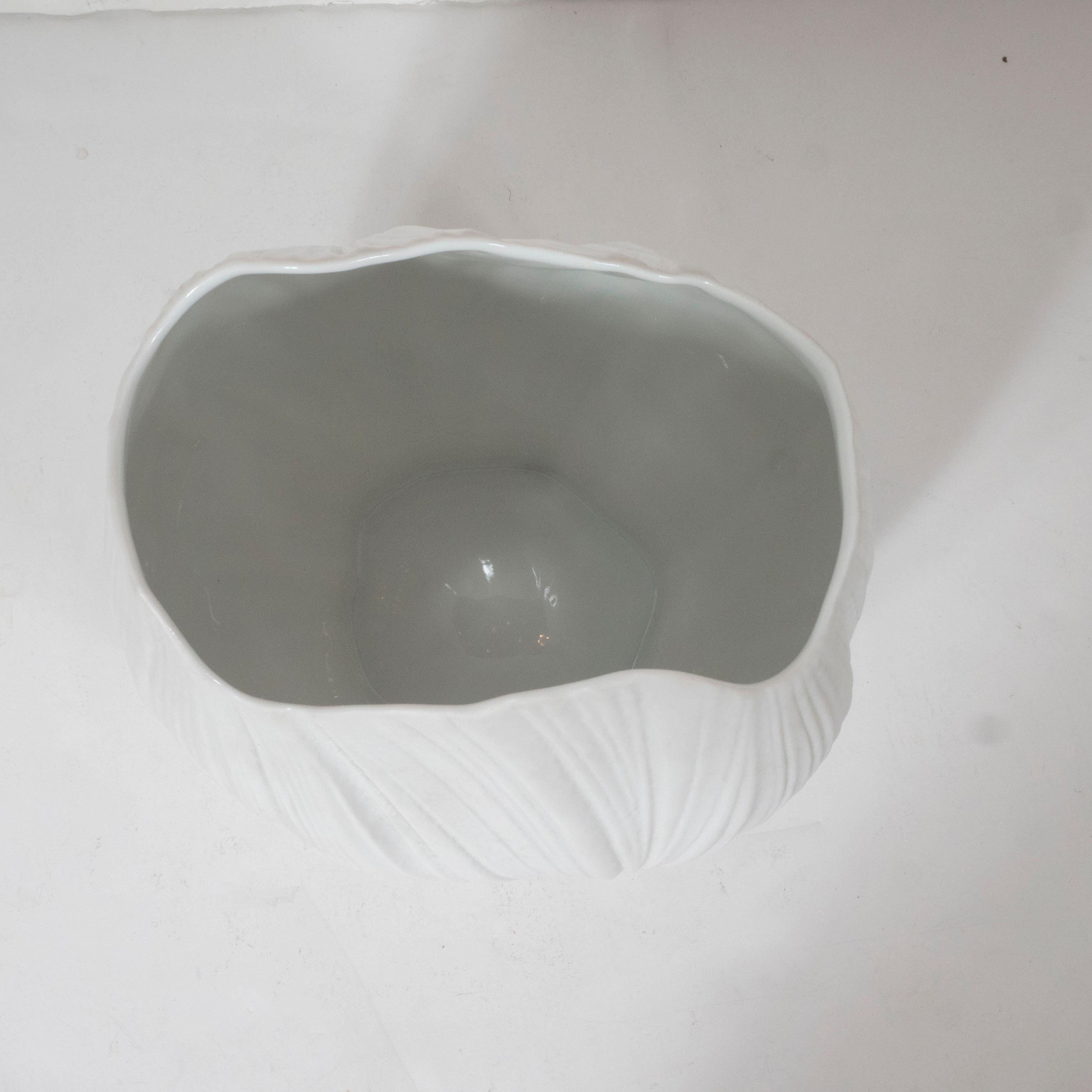 Late 20th Century Mid-Century Modern Striated White Ceramic Vase by Martin Freyer for Rosenthal