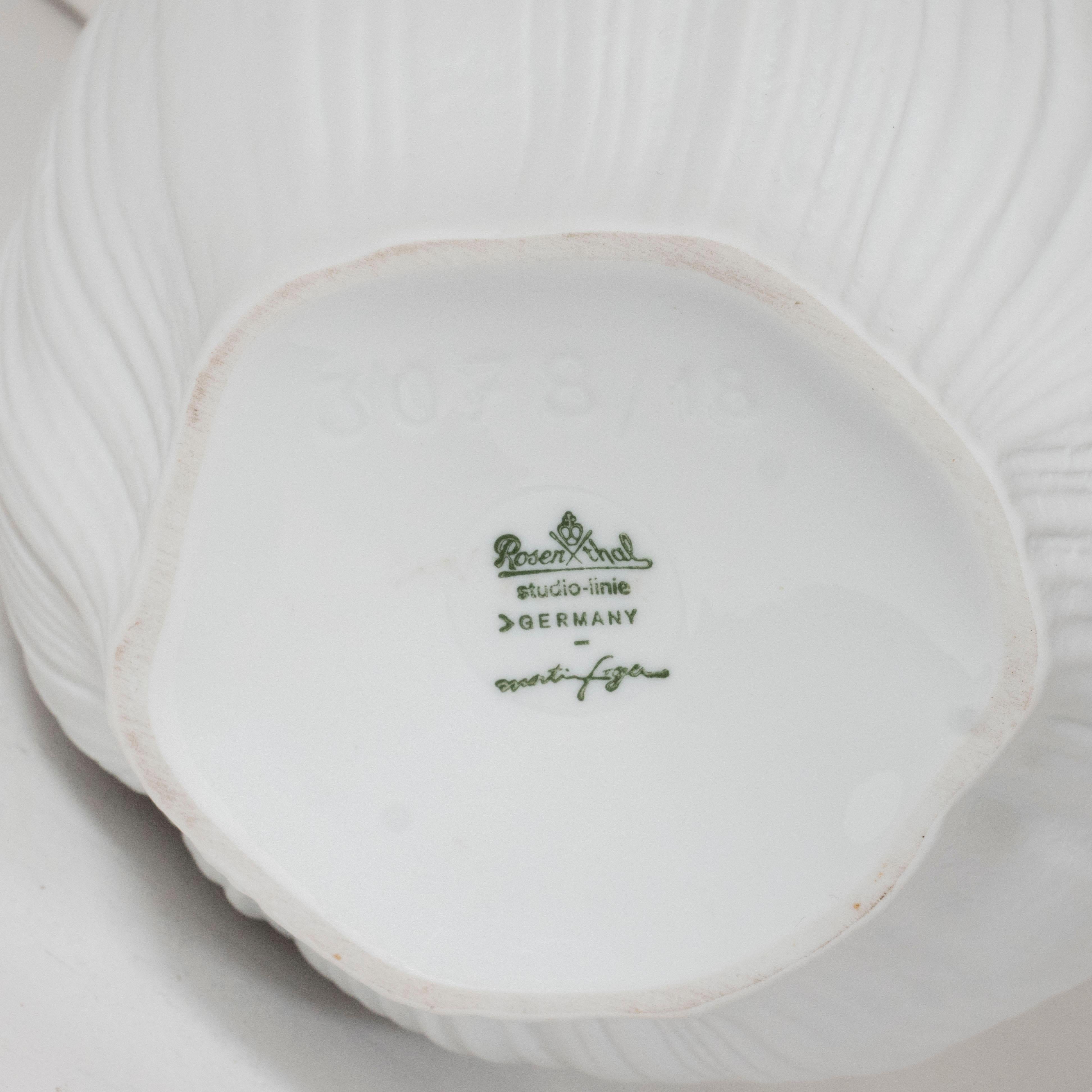 Mid-Century Modern Striated White Ceramic Vase by Martin Freyer for Rosenthal 4