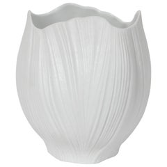 Mid-Century Modern Striated White Ceramic Vase by Martin Freyer for Rosenthal