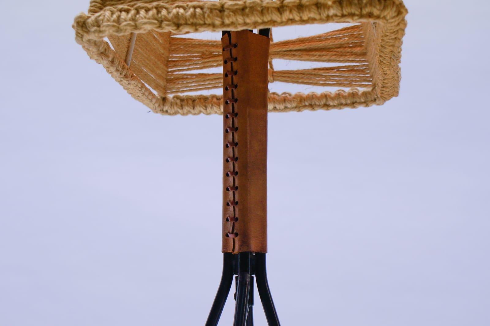 Mid-Century Modern String Legs Floor Lamp with Braided Shade 4