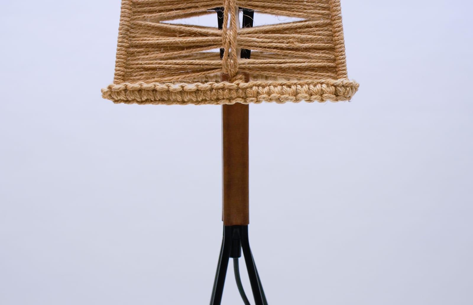 Mid-Century Modern String Legs Floor Lamp with Braided Shade 5