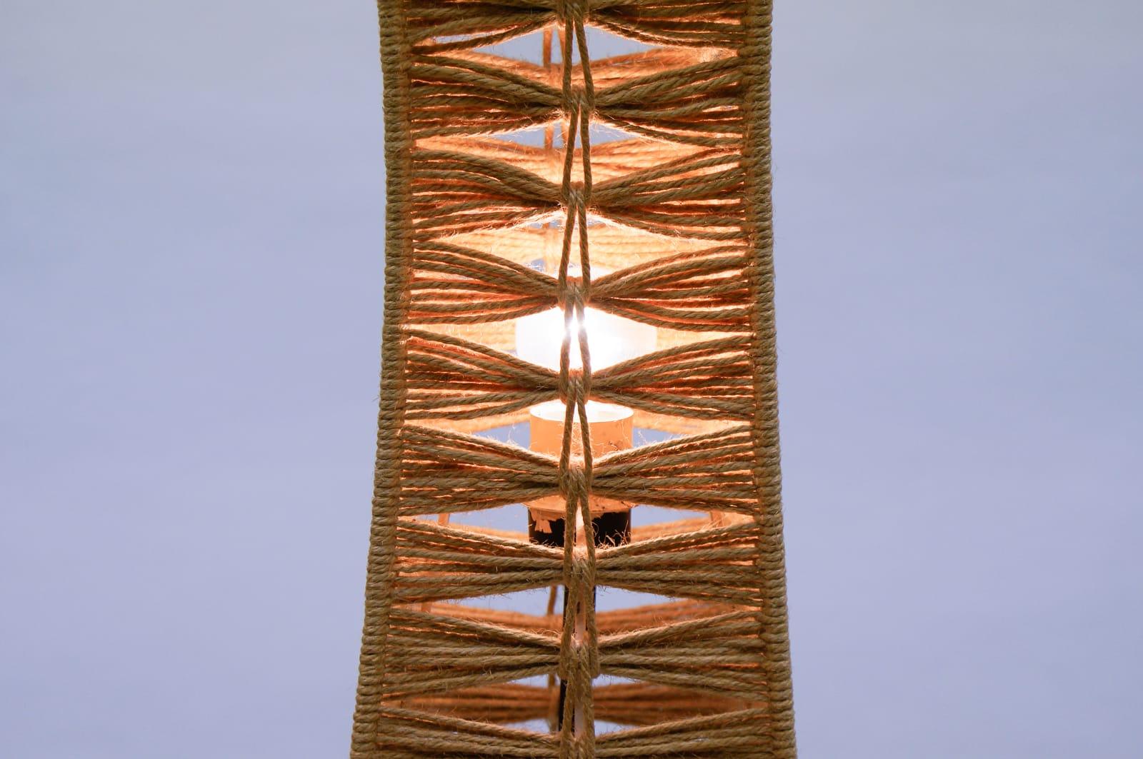 Mid-Century Modern String Legs Floor Lamp with Braided Shade 2
