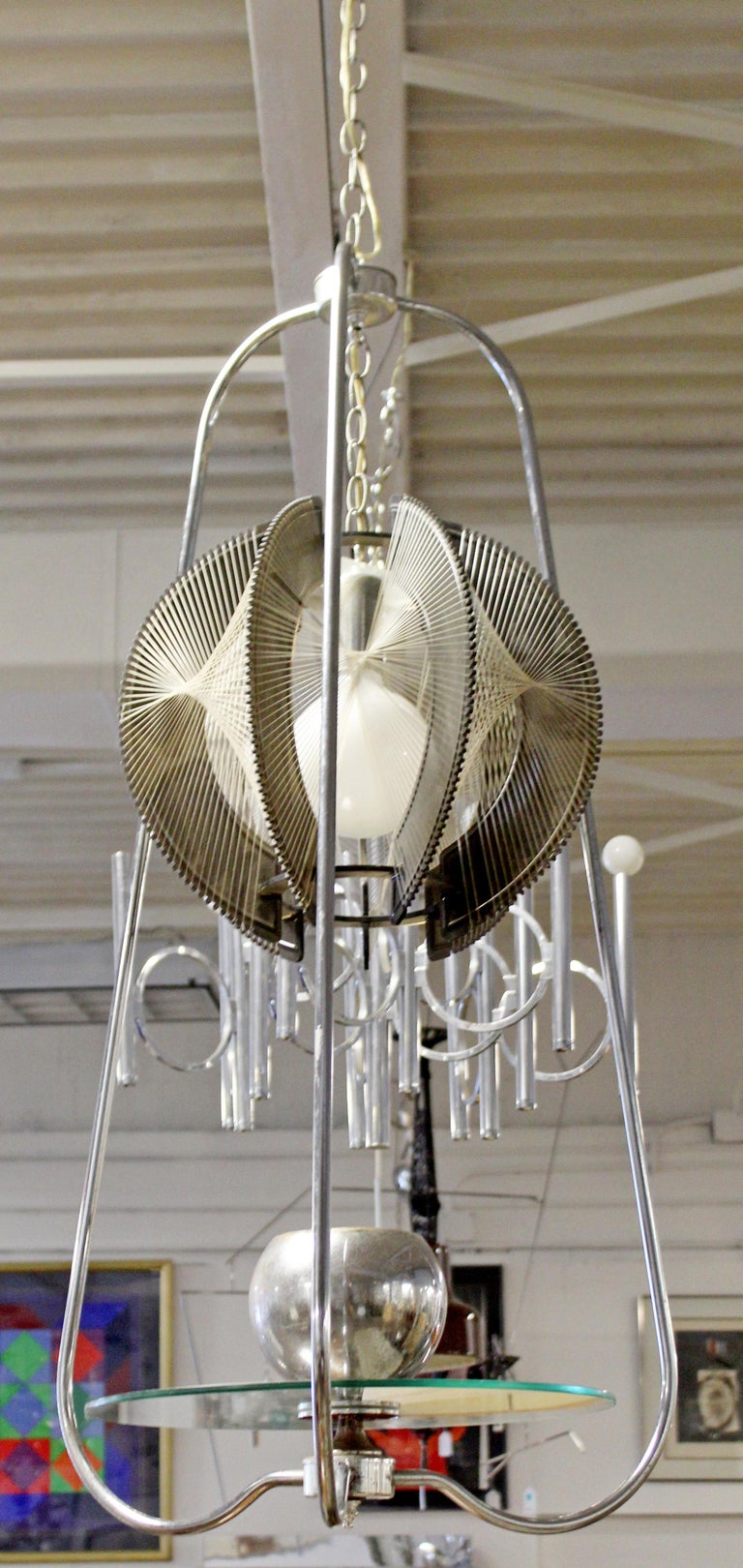 MidCentury Modern String Wire Art Swag Chrome Chandelier Light Fixture