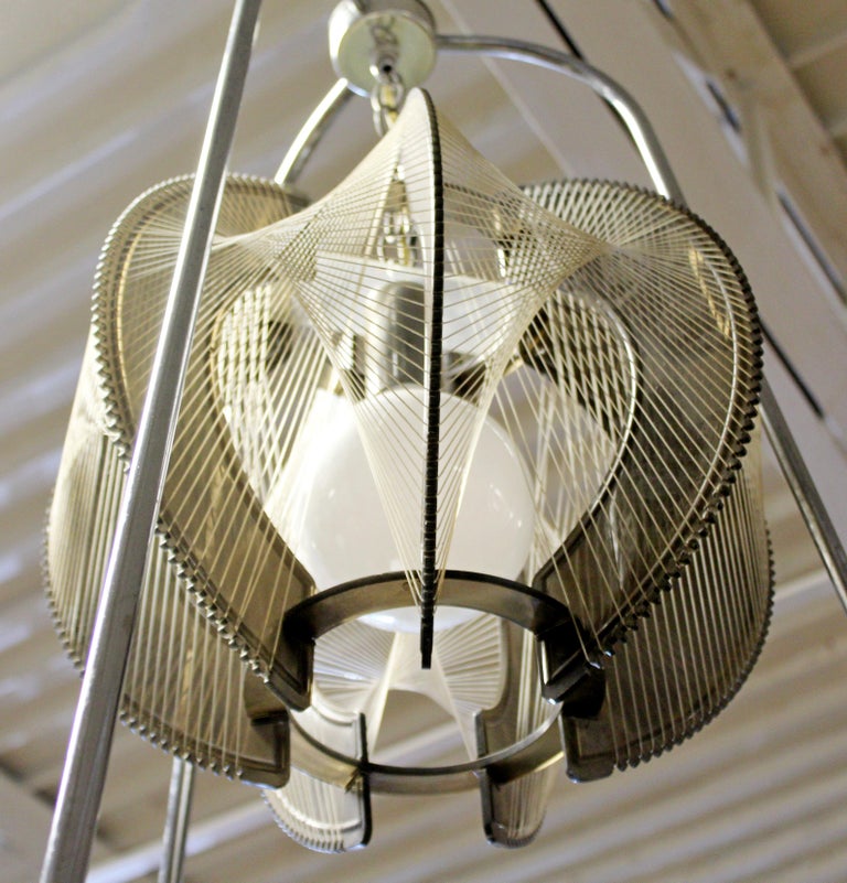 MidCentury Modern String Wire Art Swag Chrome Chandelier Light Fixture