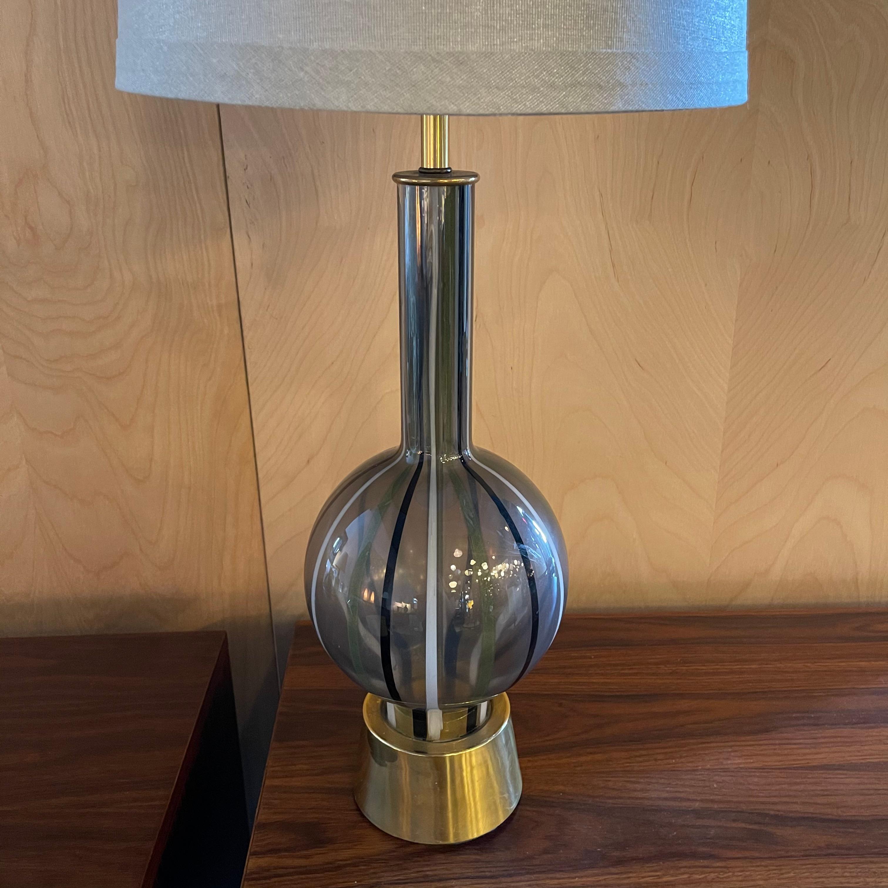 American Mid-Century Modern Striped Glass Table Lamp