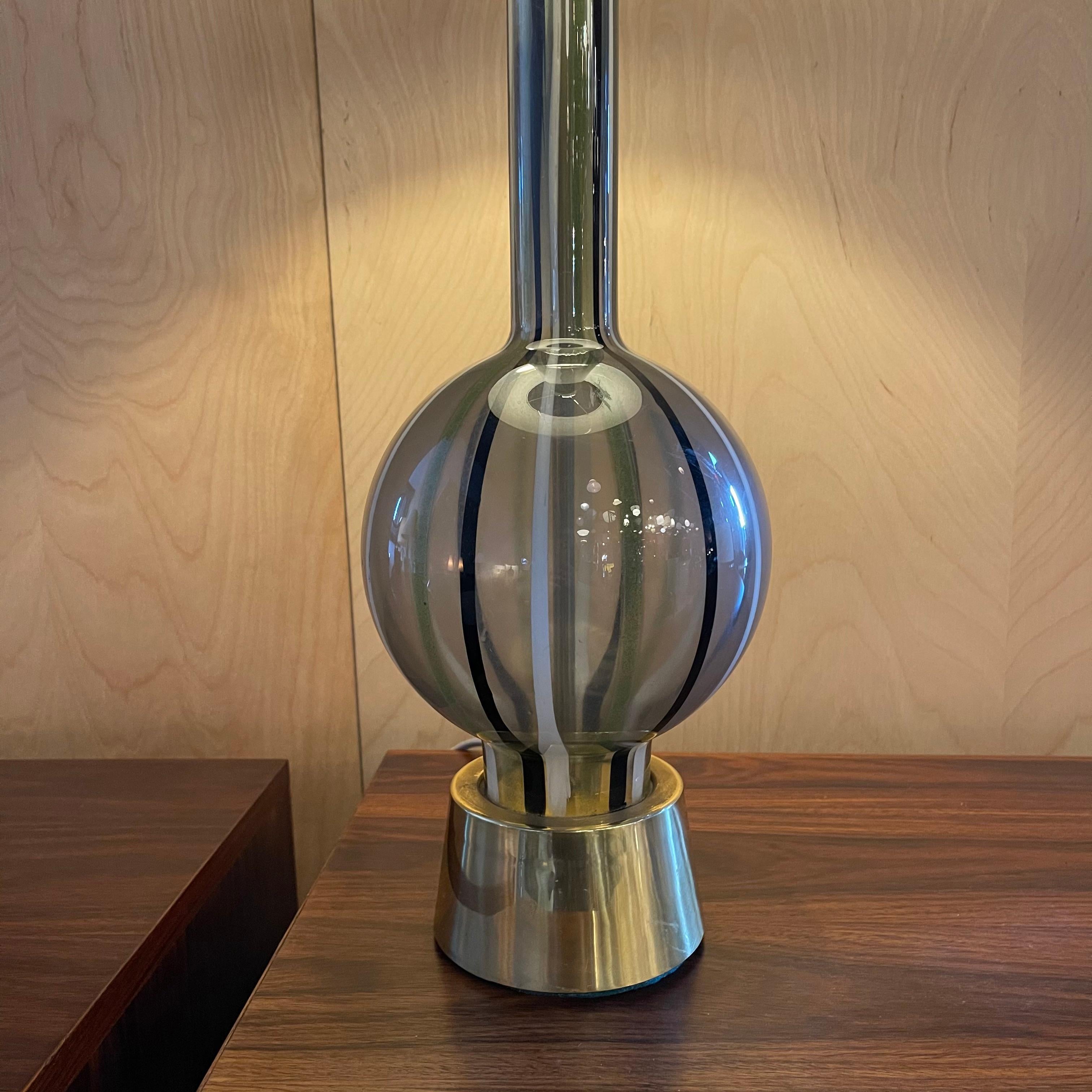 20th Century Mid-Century Modern Striped Glass Table Lamp