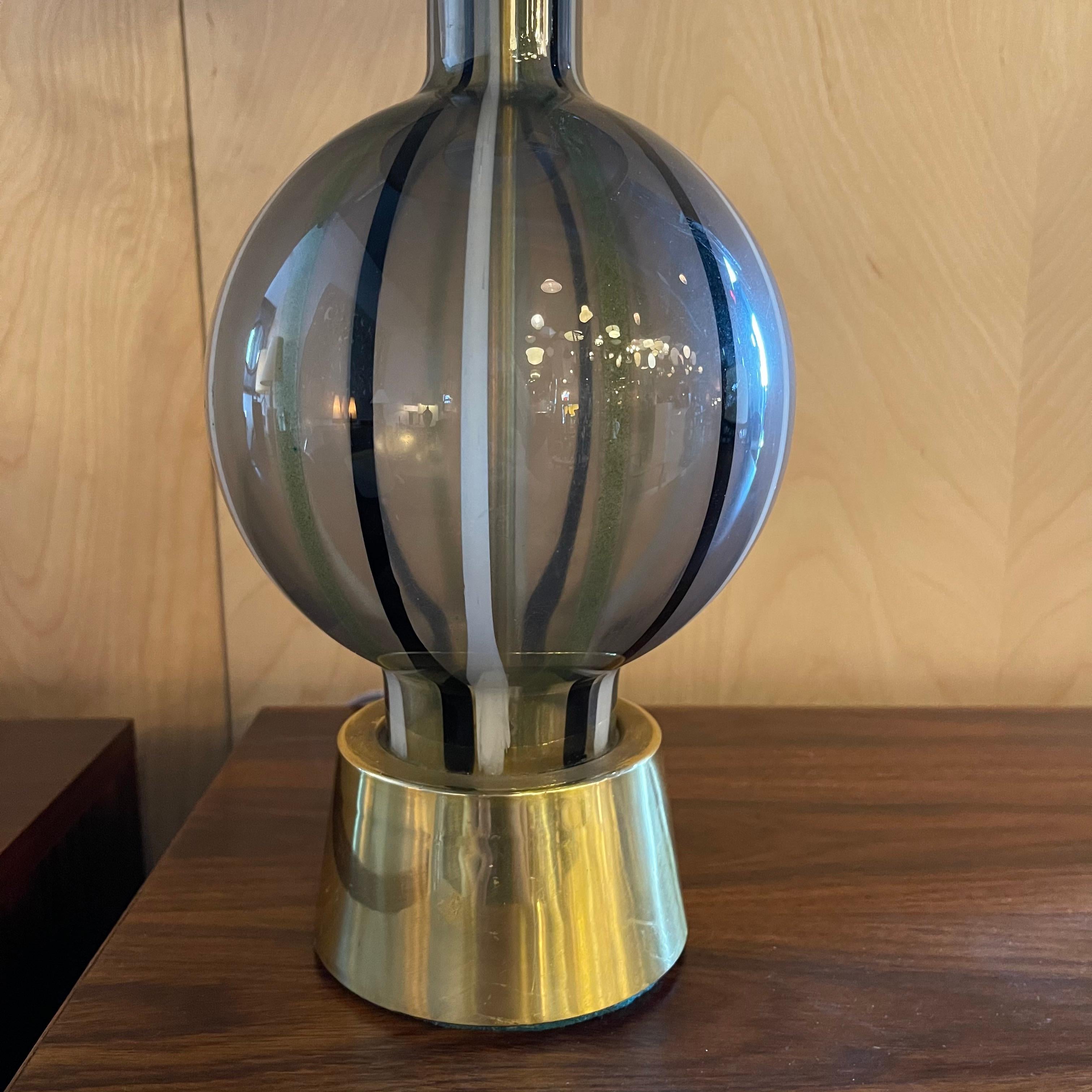 Mid-Century Modern Striped Glass Table Lamp 1