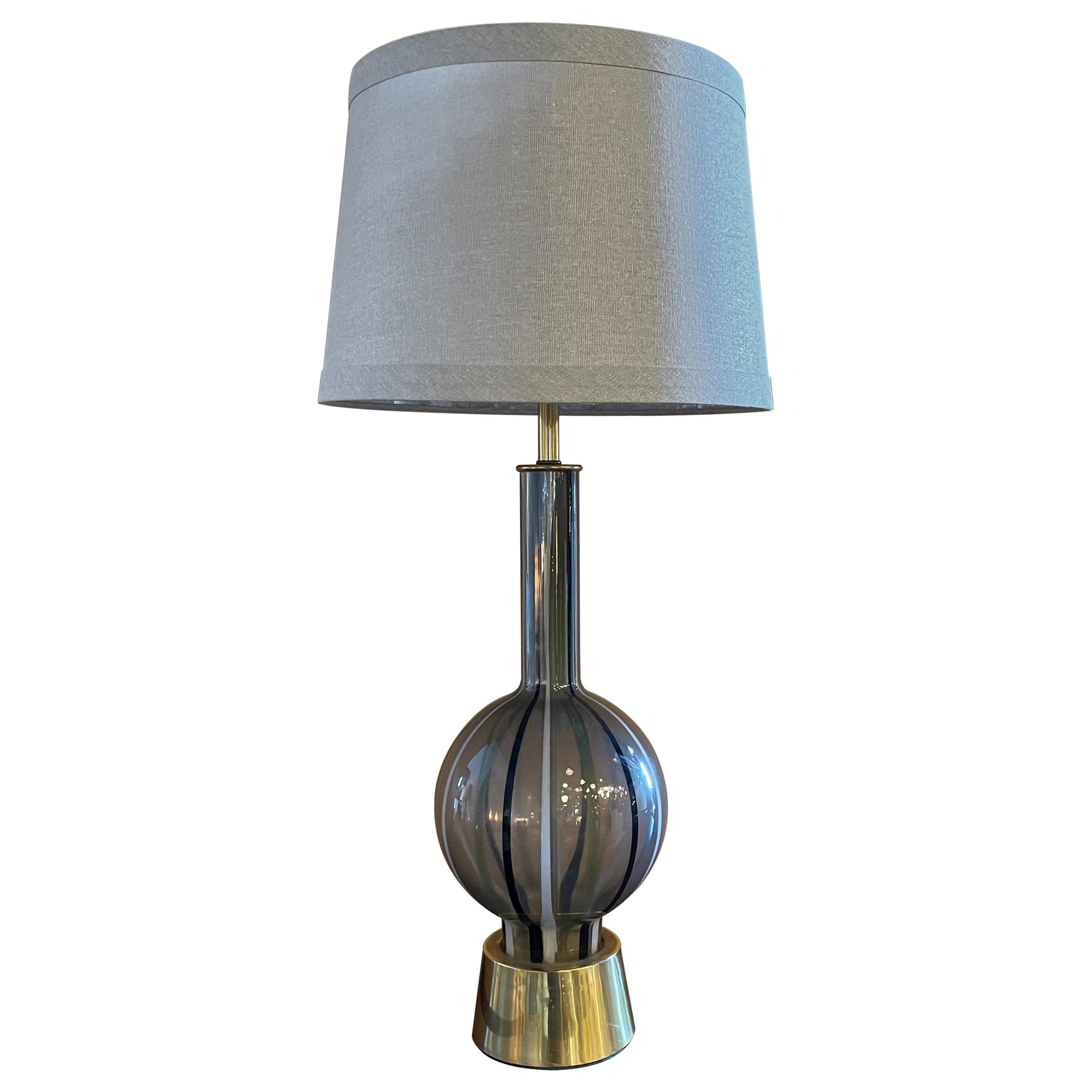 Mid-Century Modern Striped Glass Table Lamp
