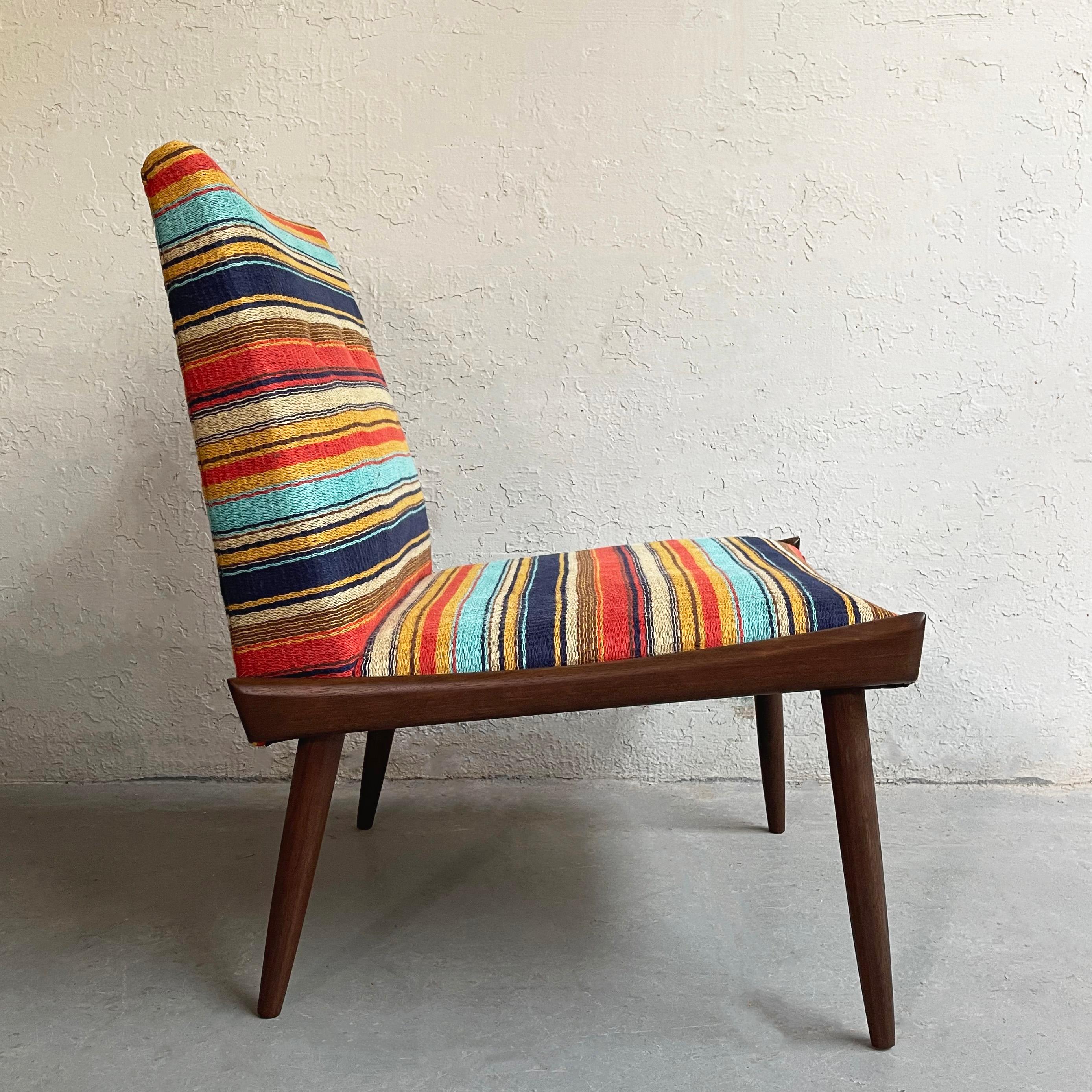 Mid-Century Modern Striped Slipper Chair by Kroehler In Good Condition In Brooklyn, NY