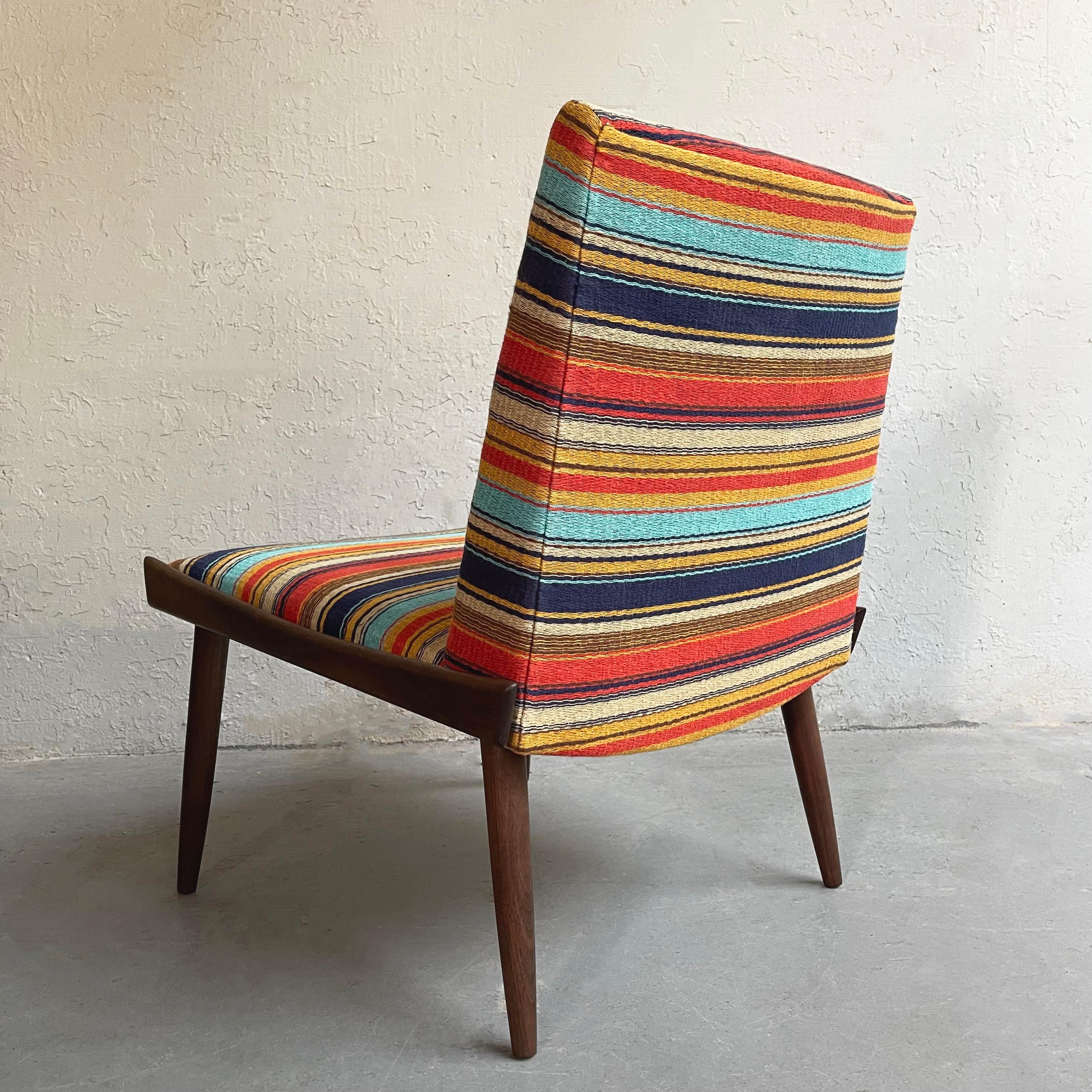 20th Century Mid-Century Modern Striped Slipper Chair by Kroehler