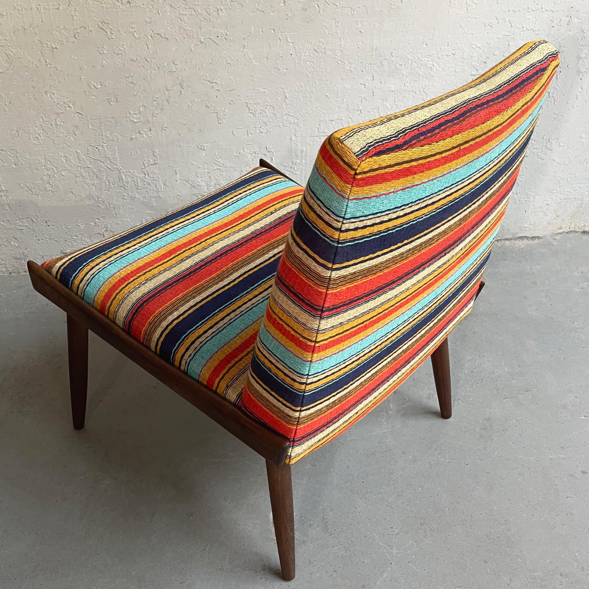 Mid-Century Modern Striped Slipper Chair by Kroehler 1